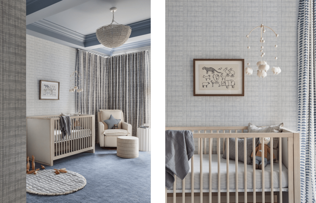 calming blue nursery designed by Rebecca Simon of Maison Ellie Interiors