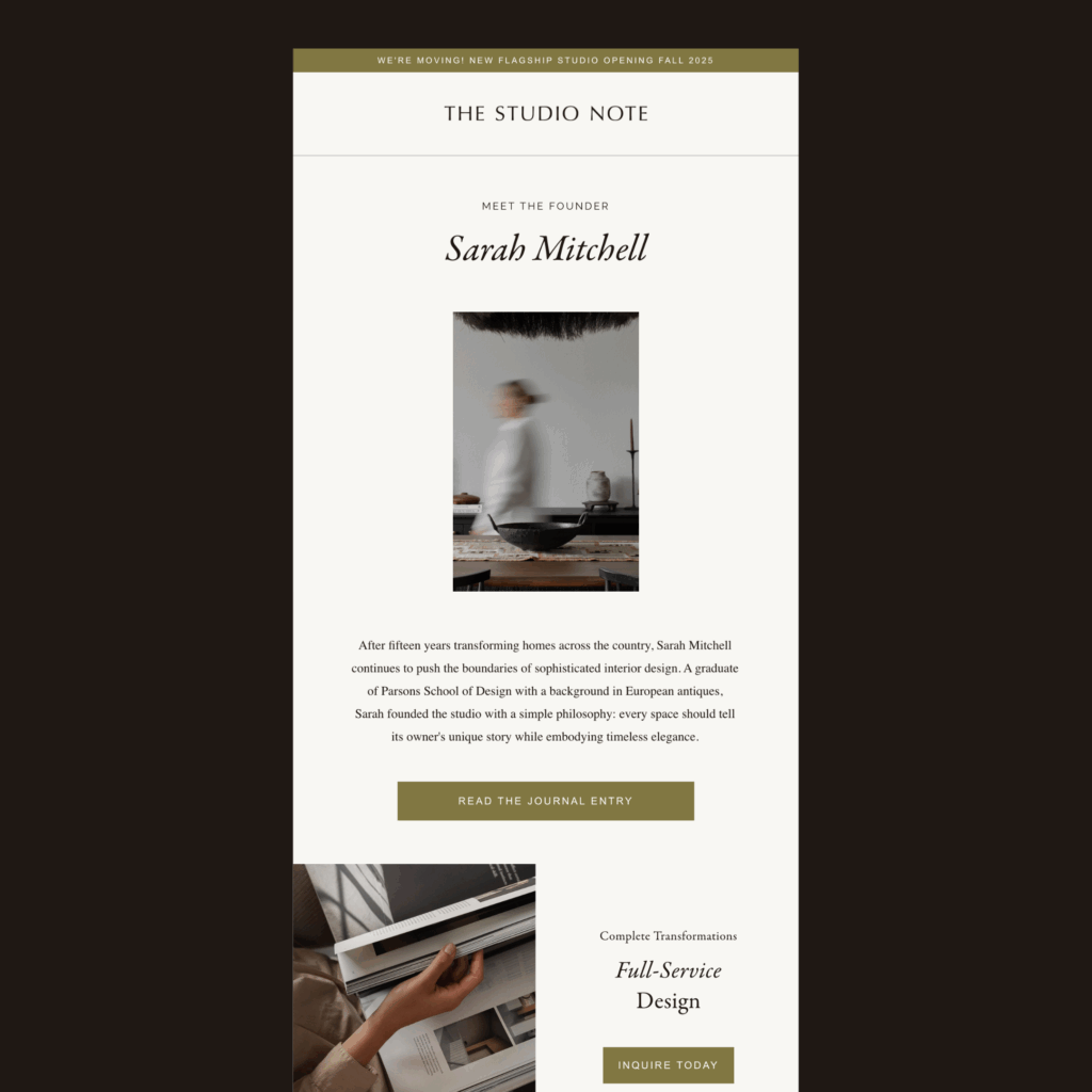 Flodesk email marketing templates for interior designers