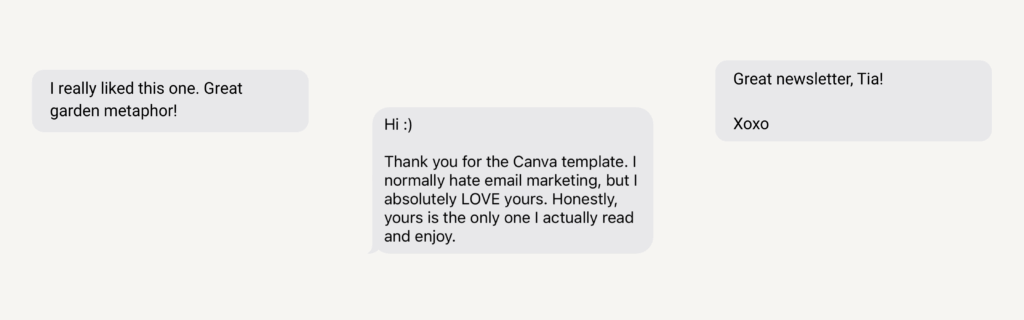 feedback on Duelle Made's design conscious newsletter for interior designers