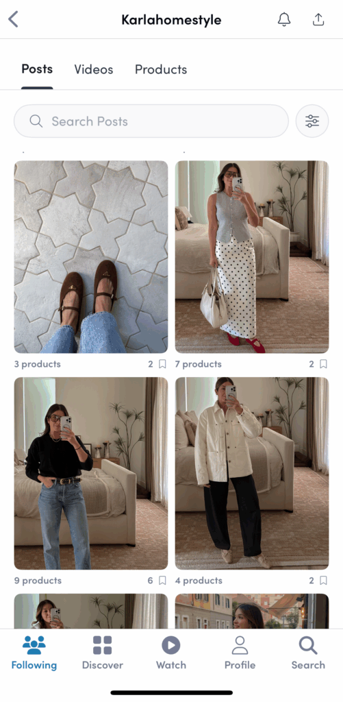 Karla Home Style LTK profile demonstrating affiliate marketing for interior designers through social media product sharing